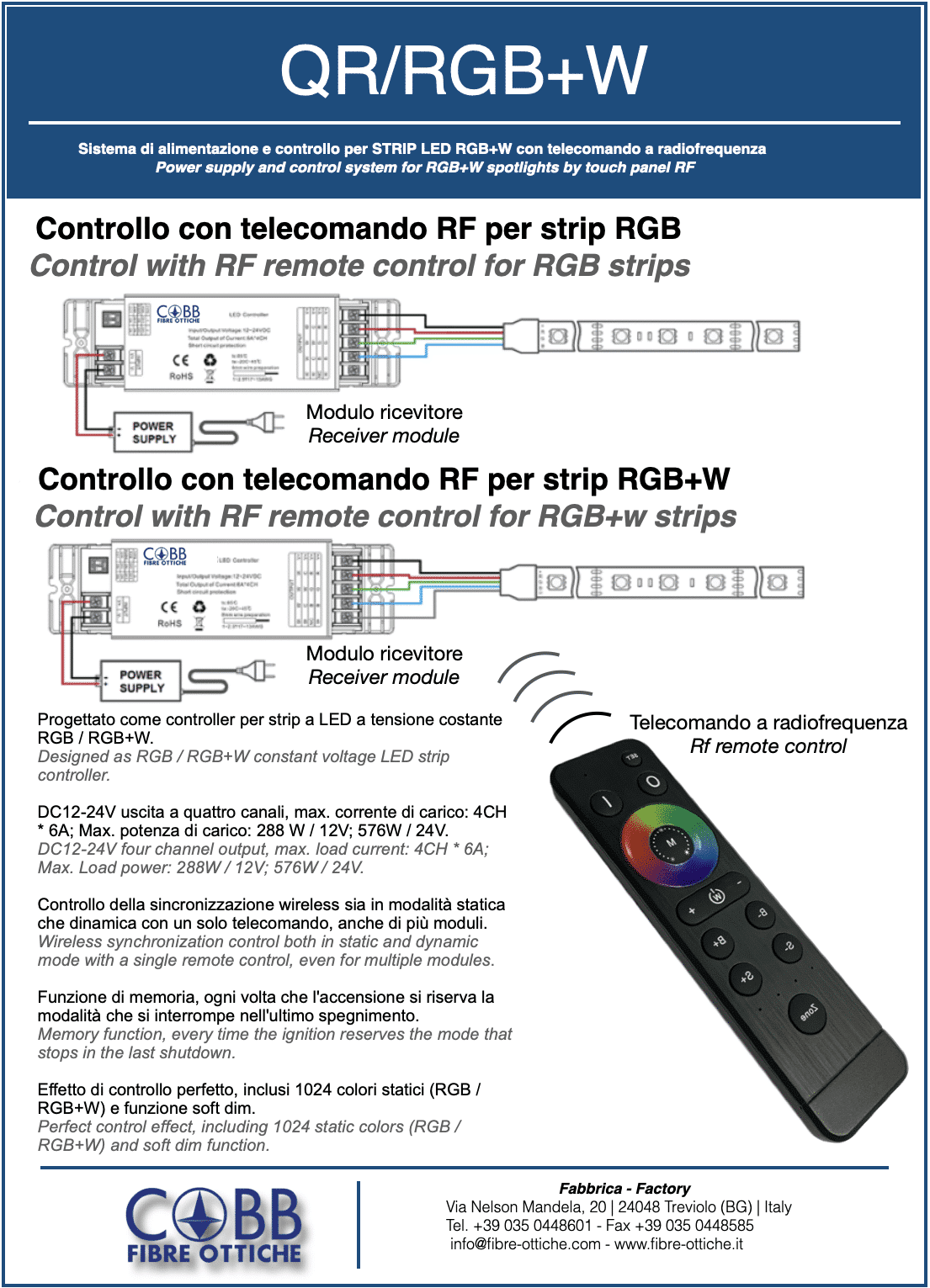 Cobb Fibre Ottiche | QR/RGB+W/CONTROL STRIP RGB+W