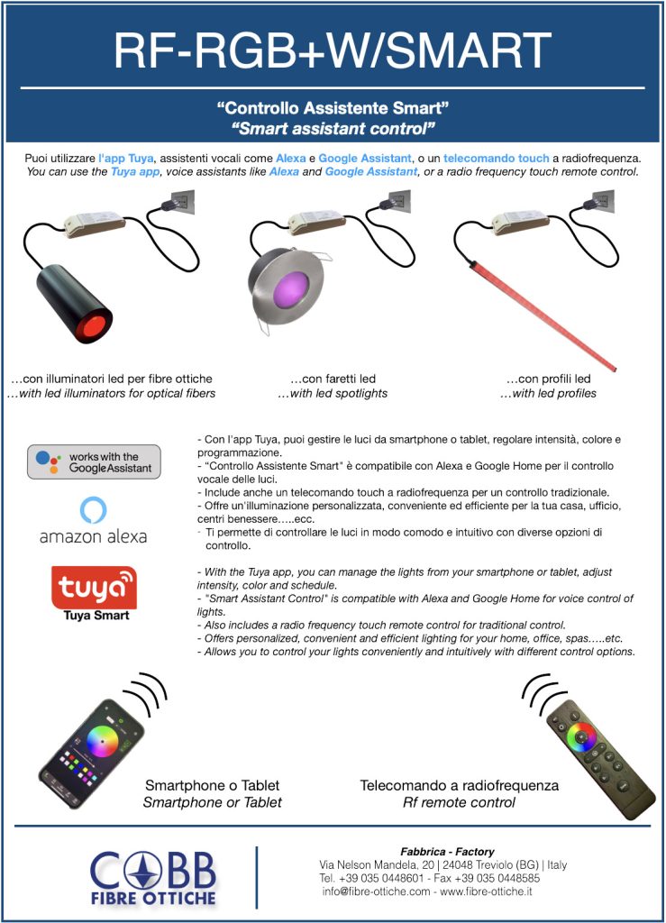 Key Led Smart Rbt RF-RGB+W/SMART SMART ASSISTANT CONTROL | Cobb Fibre Ottiche