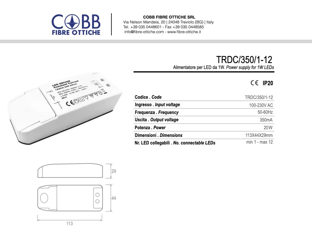 Cobb Fibre Ottiche | TRDC3501 12 |