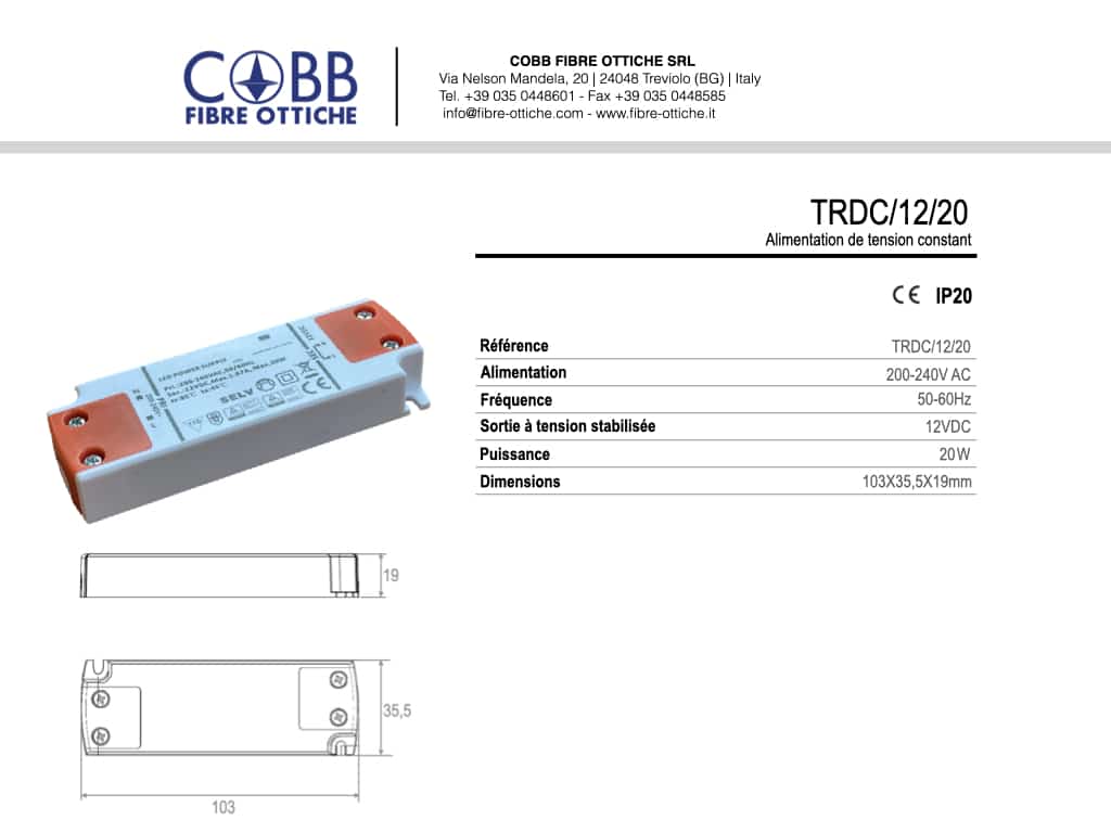 Cobb Fibre Ottiche | TRDC1220 1 |