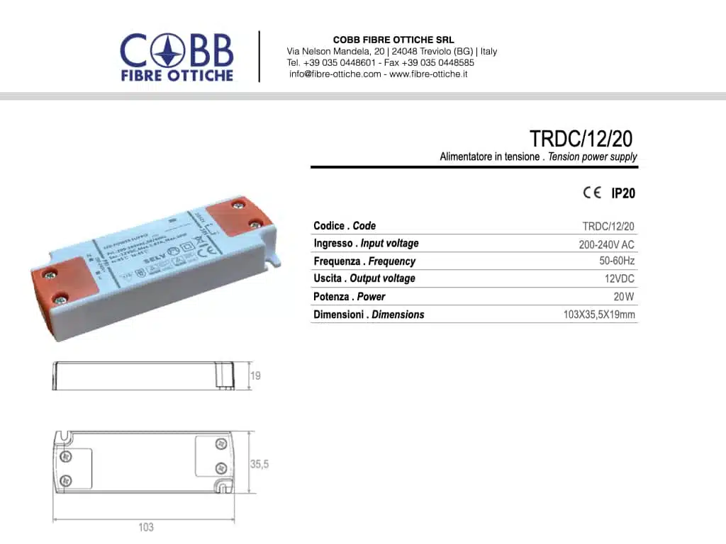 Cobb Fibre Ottiche | TRDC1220 |