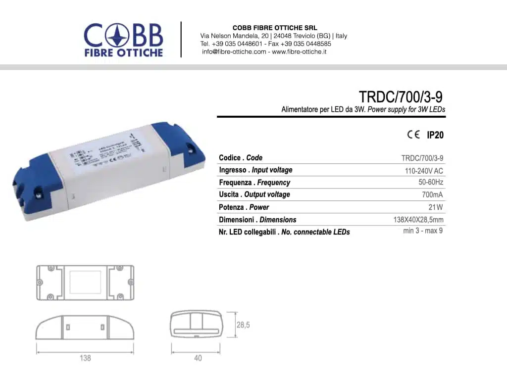 Cobb Fibre Ottiche | TRDC7003 9 |
