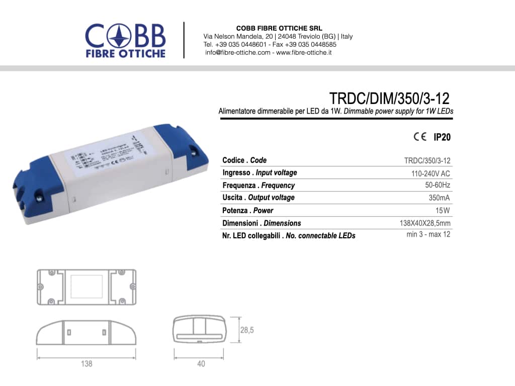 Cobb Fibre Ottiche | TRDCDIM3503 12 |